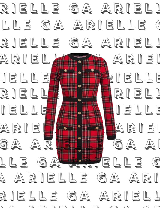 Long Sleeve Red and Black Plaid Dress- Dress style 'Grateful'